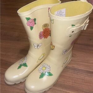 Disney Yellow Rain Boots with Floral Design